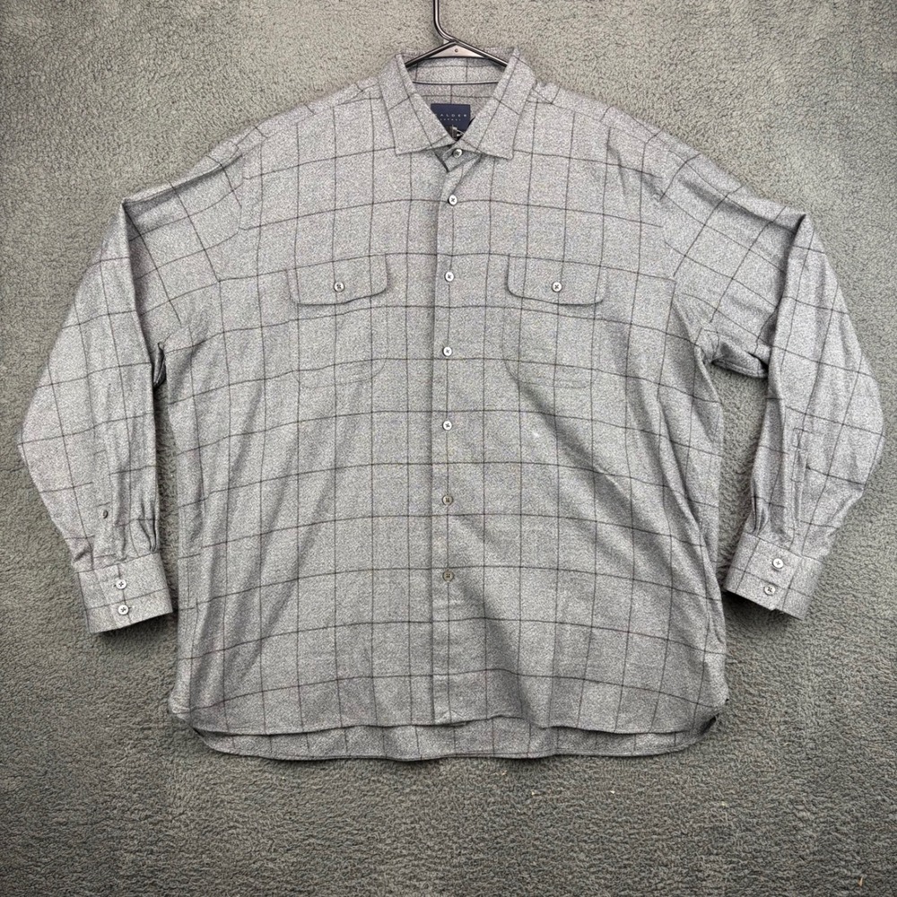 Calder Carmel Mens XXLarge Gray Plaid Button‎ Down Long Sleeve Cotton Shirt